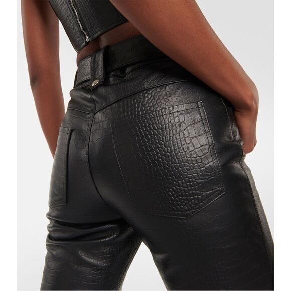 ALESSANDRA RICH Croc-effect Leather Pants - Picture 2 of 13